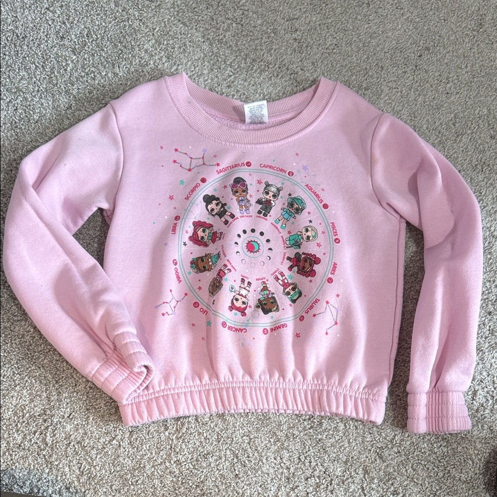 LOL Pink Kids Zodiac Astrology Sweatshirt - size S (6/6x)